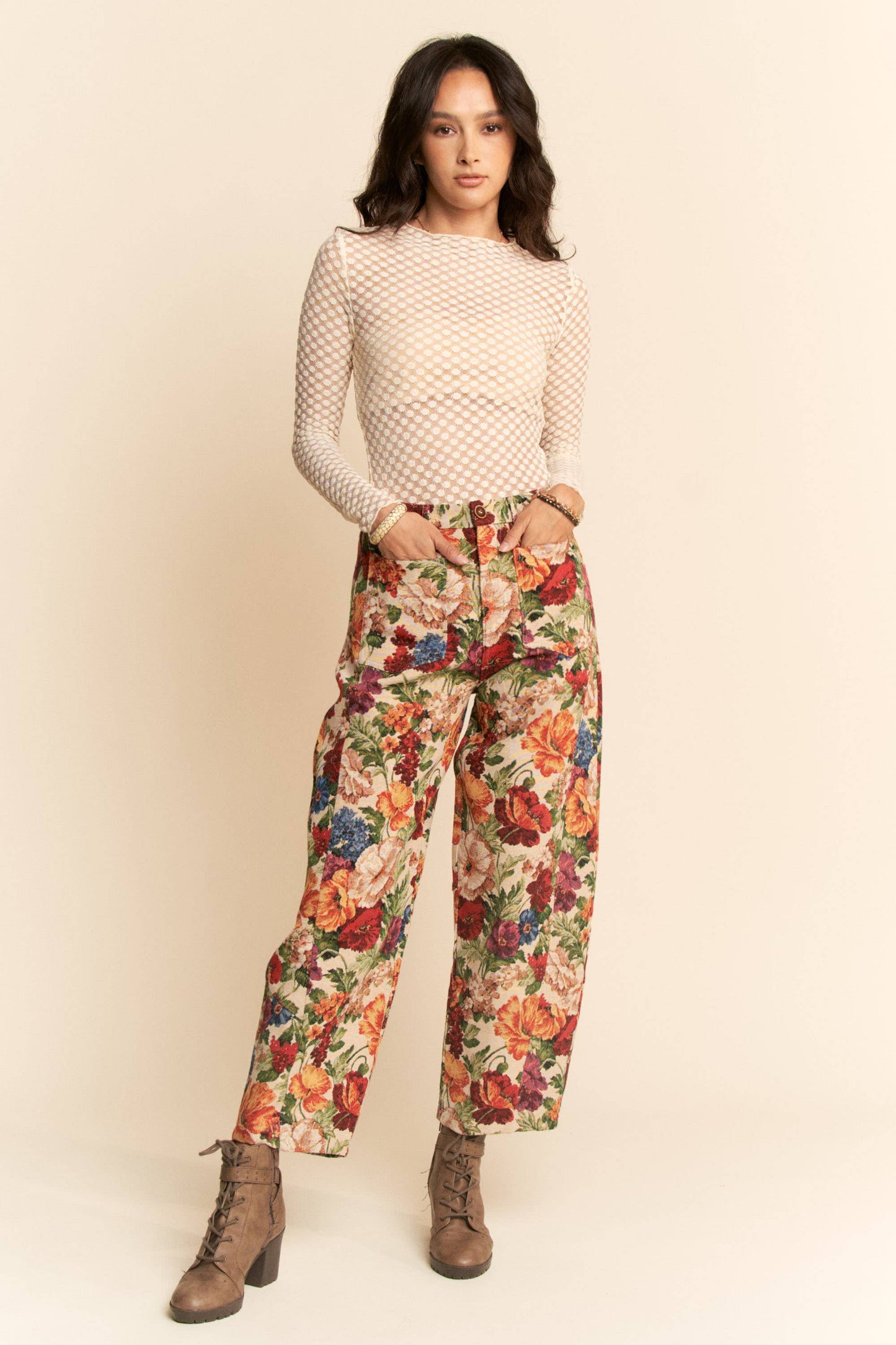 FLOWER MESH CARGO JOGGERS