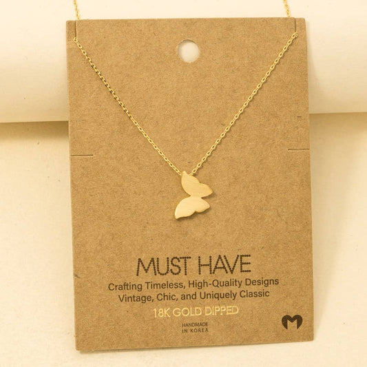 Gold Dipped Mini Butterfly Pendant Necklace: G