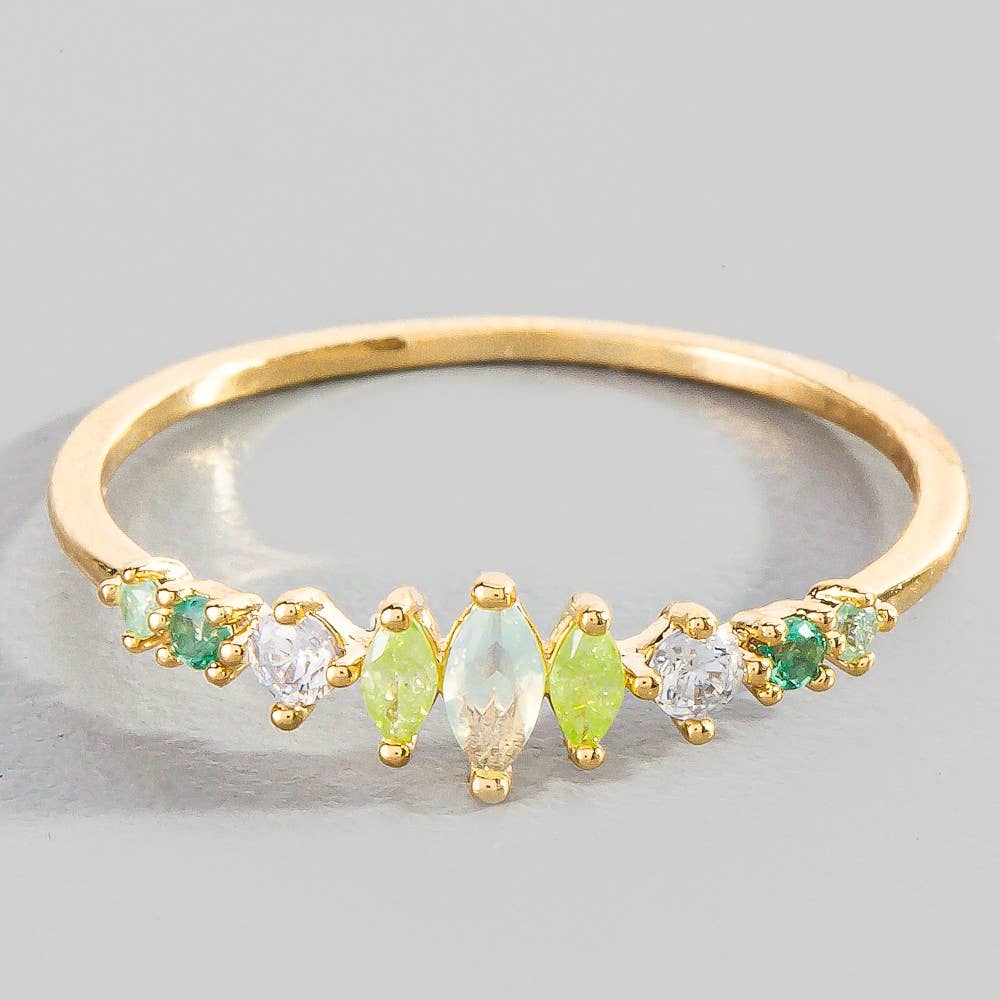 Gold Dipped Cz Rhinestone Ring: G