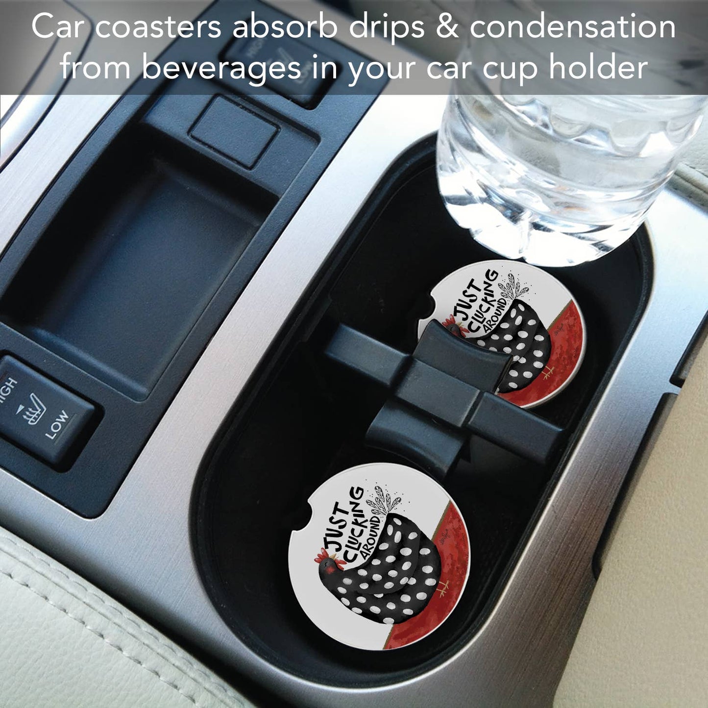 "Clucking Around" Absorbent Stone Car Coaster 1pk