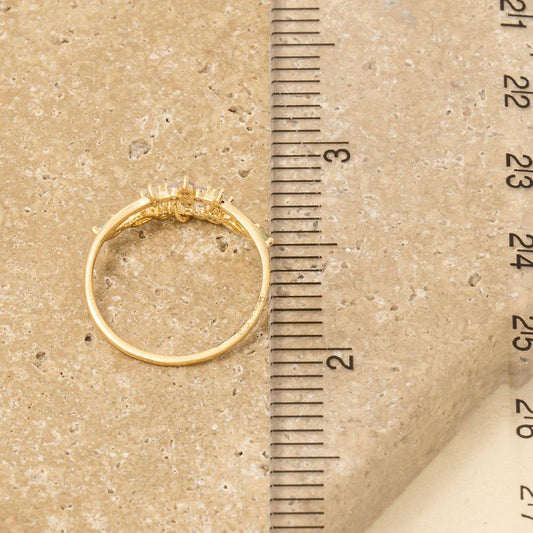 Gold Dipped Floral Cz Dangle Jewel Studded Ring: G