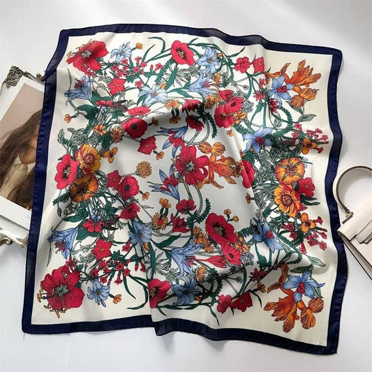 LARGE FLORAL PRINT BANDANA SCARF | 40SC651: OFF WHITE