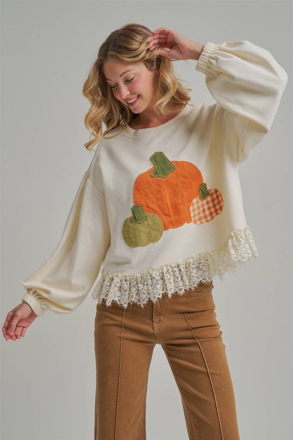 PUMPKIN APPLIQUE FALL THANKSGIVING TOP