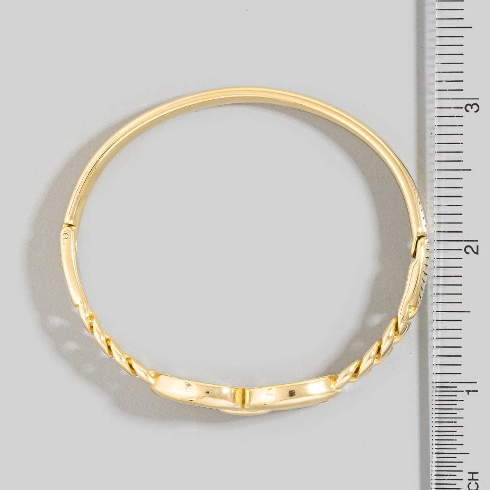 Stainless Steel Solid Curb Chain Hinge Bangle Bracelet: G