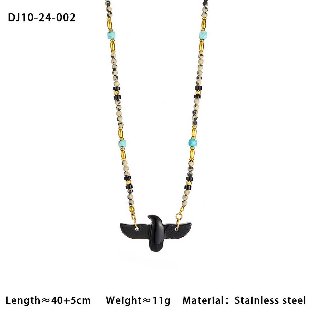 High-End Eagle Beaded Natural Stone Necklace_CWMM7542: TYPE1 / (OS) 1