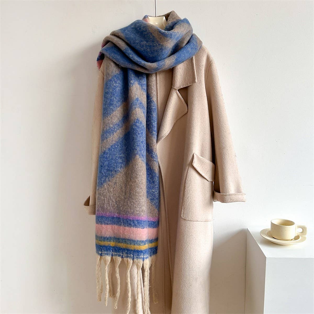 Autumn Winter Long Scarf - Thick Cozy Wrap_CWASC0974: Pink / (OS) 2