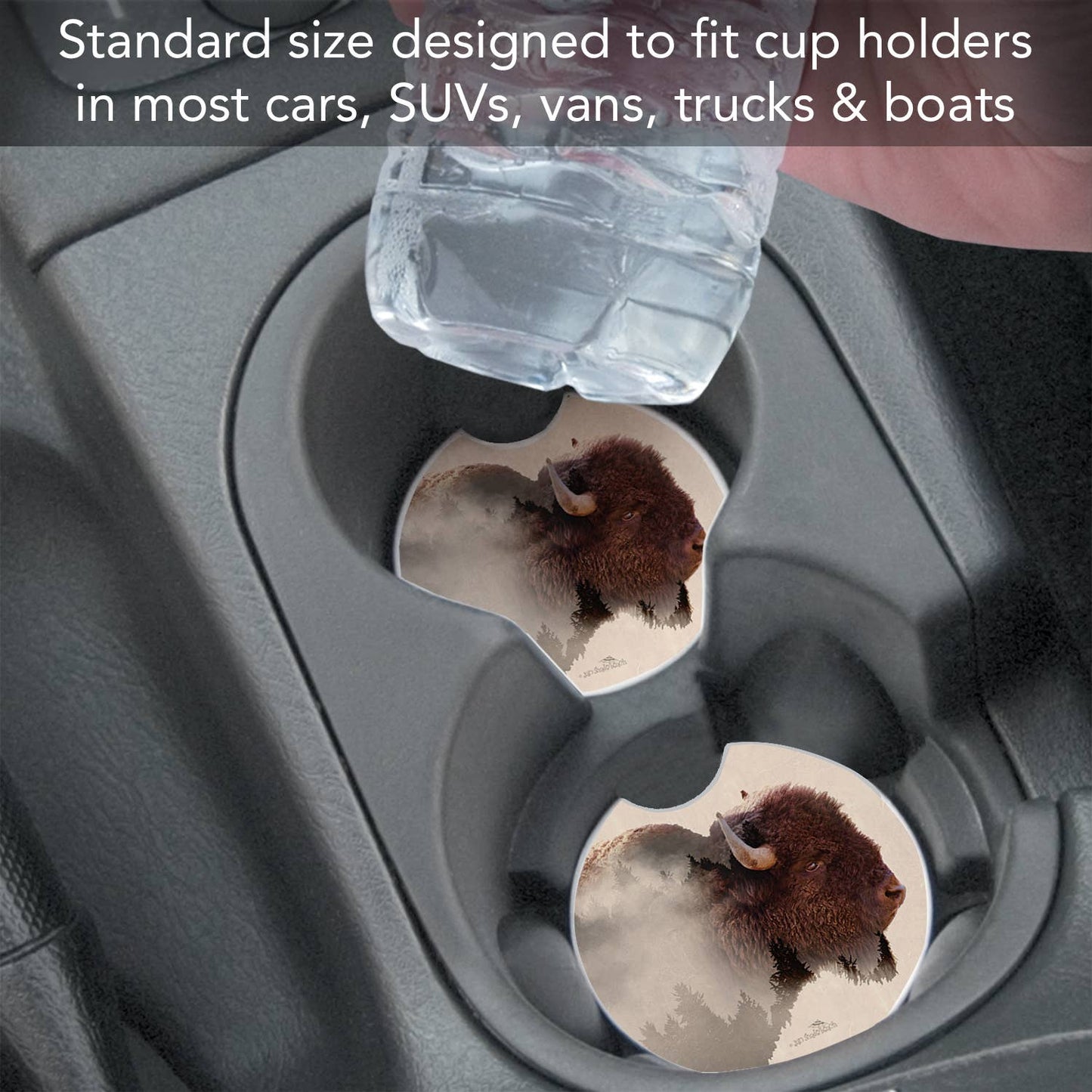 Thirstystone "Buffalo Scene" Absorbent Stone Car Coaster