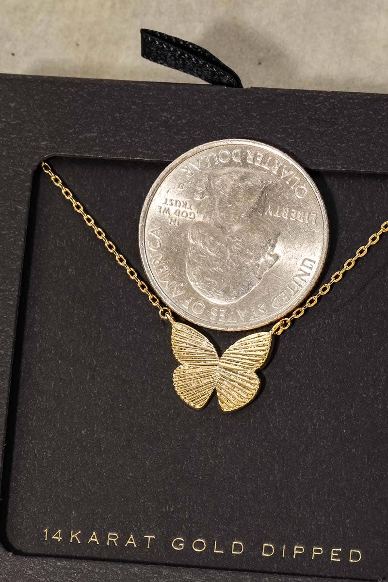 Gold Dipped Butterfly Pendant Necklace: GD
