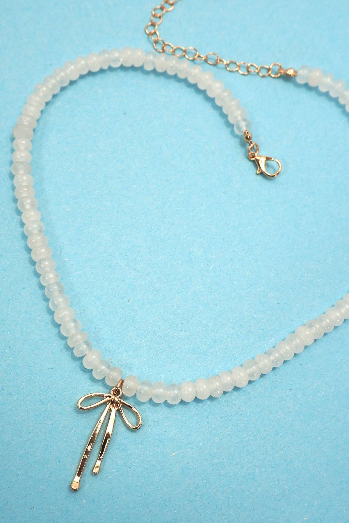 NATURAL SEMI PRECIOUS STONE BEADED CHARM NECKLACE | 80N91561: Rose Quartz