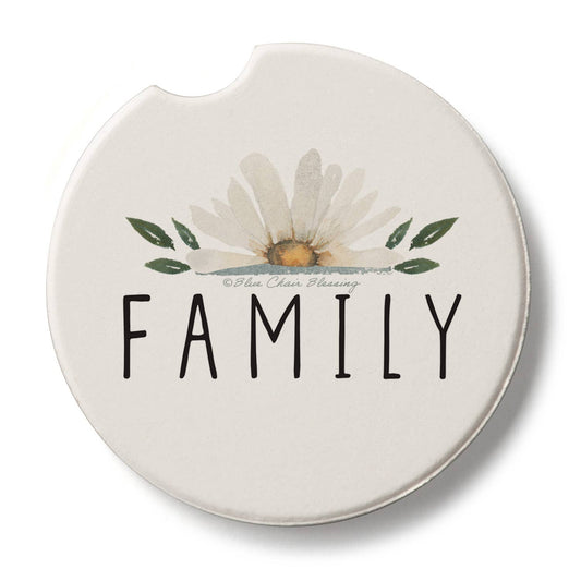 "Family Floral" Absorbent Stone Car Coaster 1pk