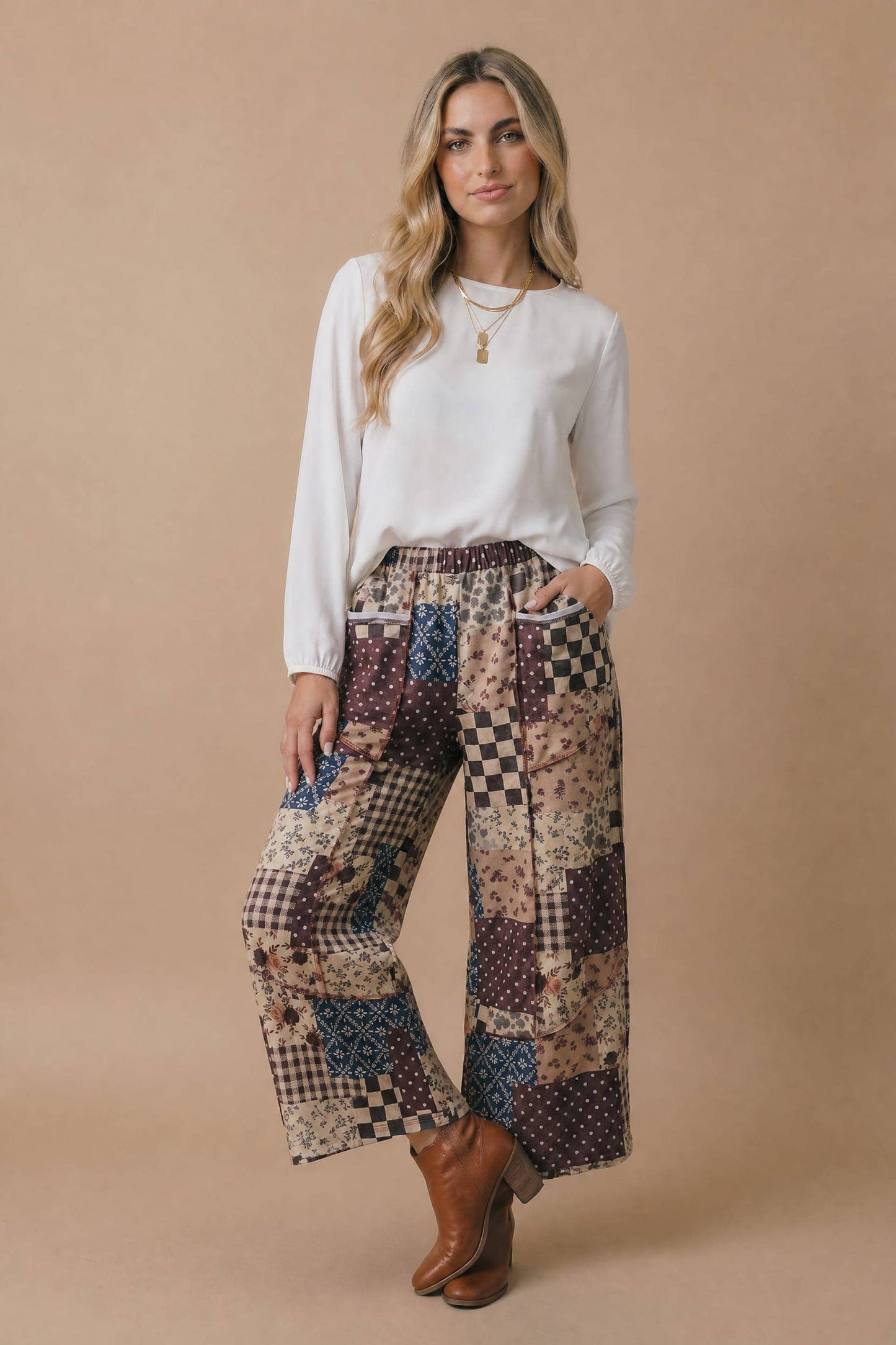 Patchwork Floral French Terry Pants