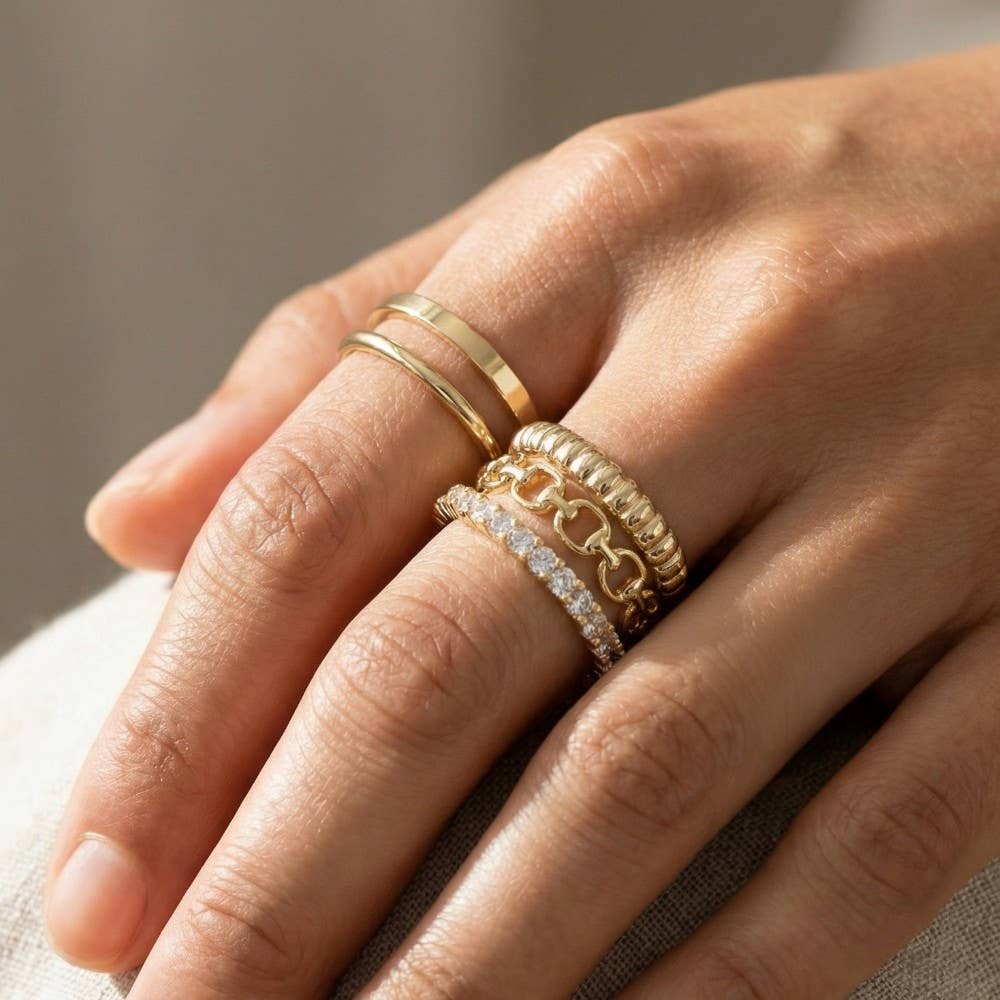 5Pc Assorted Band Rings Set: GDCRY