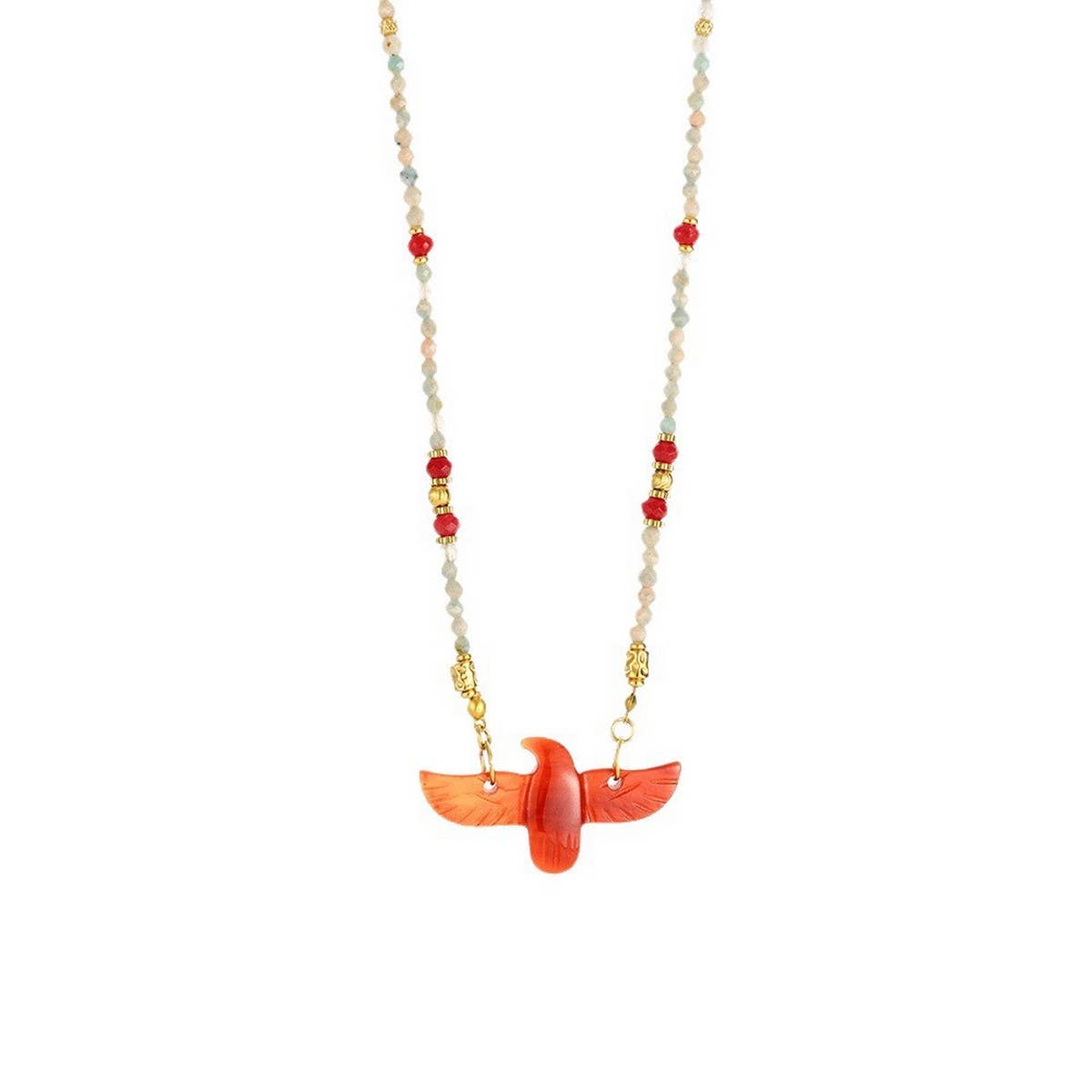High-End Eagle Beaded Natural Stone Necklace_CWMM7542: TYPE1 / (OS) 1