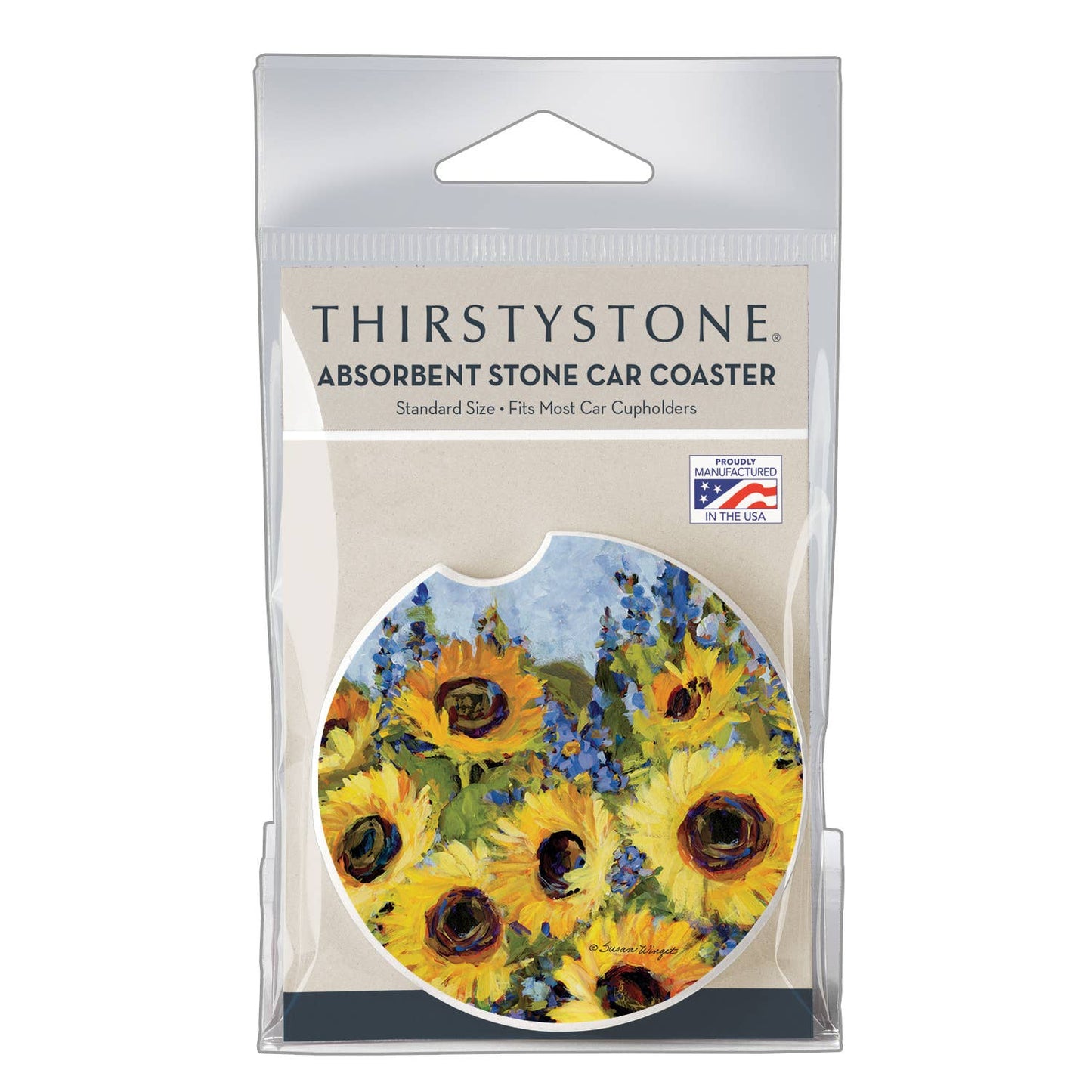 "Gallery of Sunflowers" Absorbent Stone Car Coaster