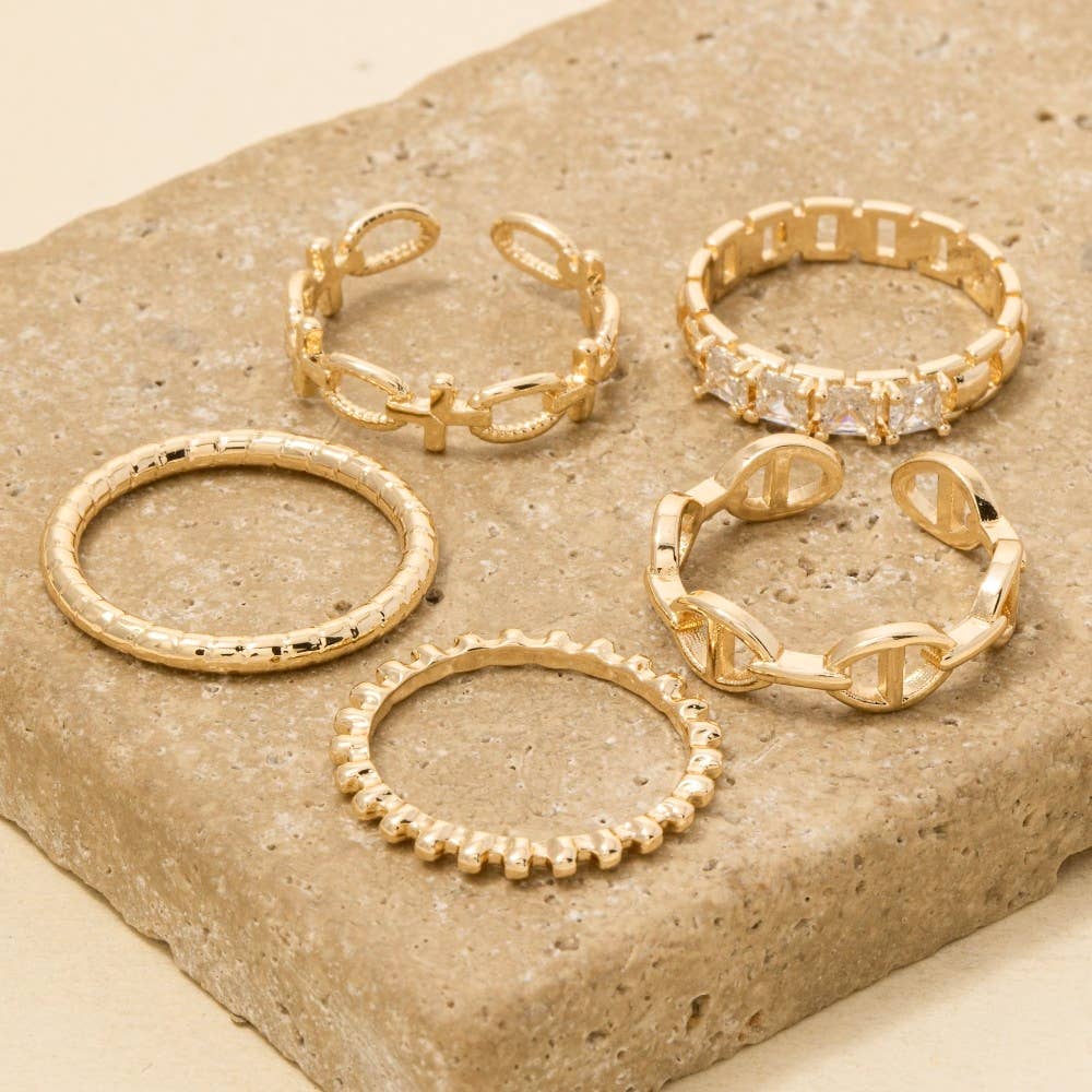 Five Piece Assorted Rings Set: GCL
