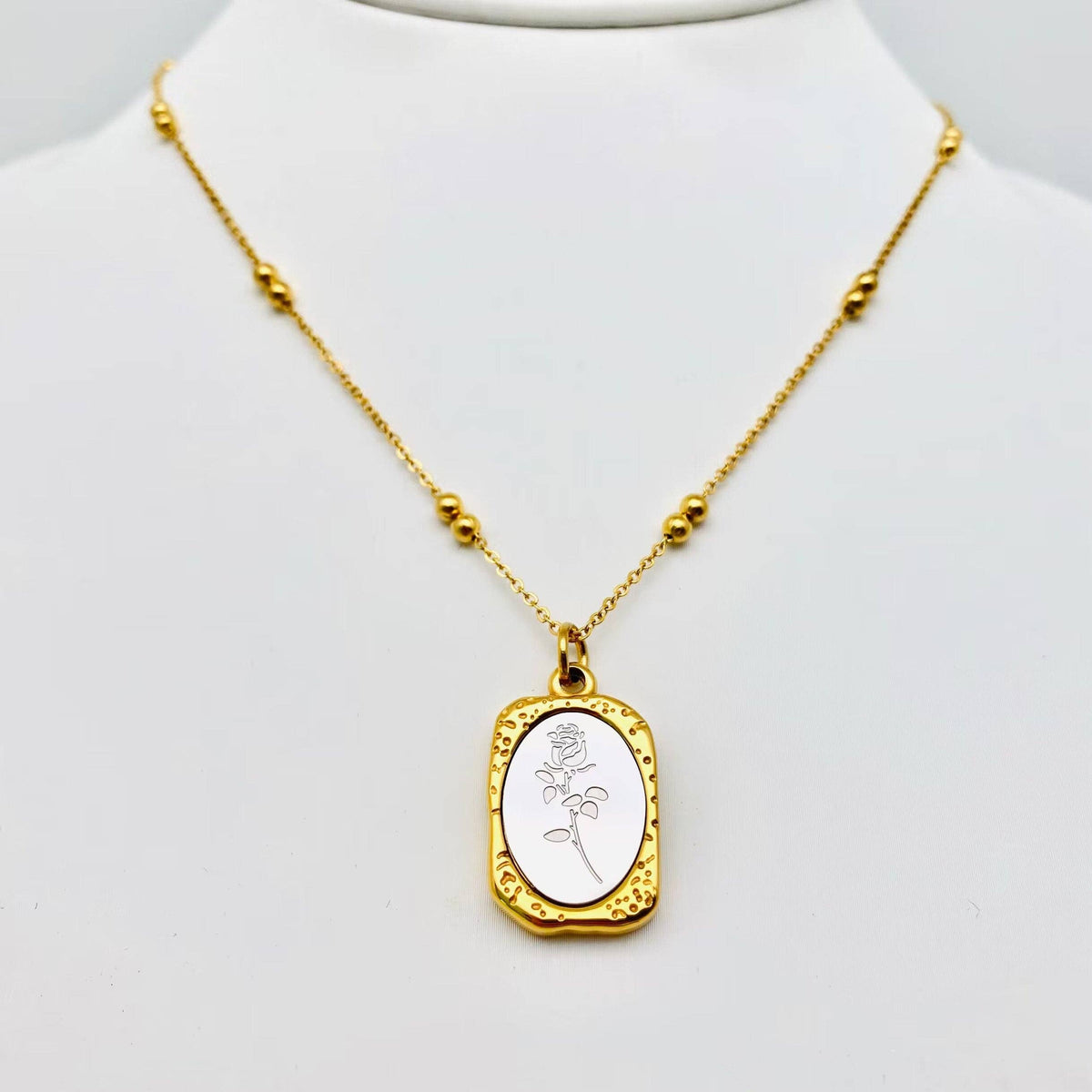 Magic Mirror Rose Stainless Steel Pendant Necklace - FGS