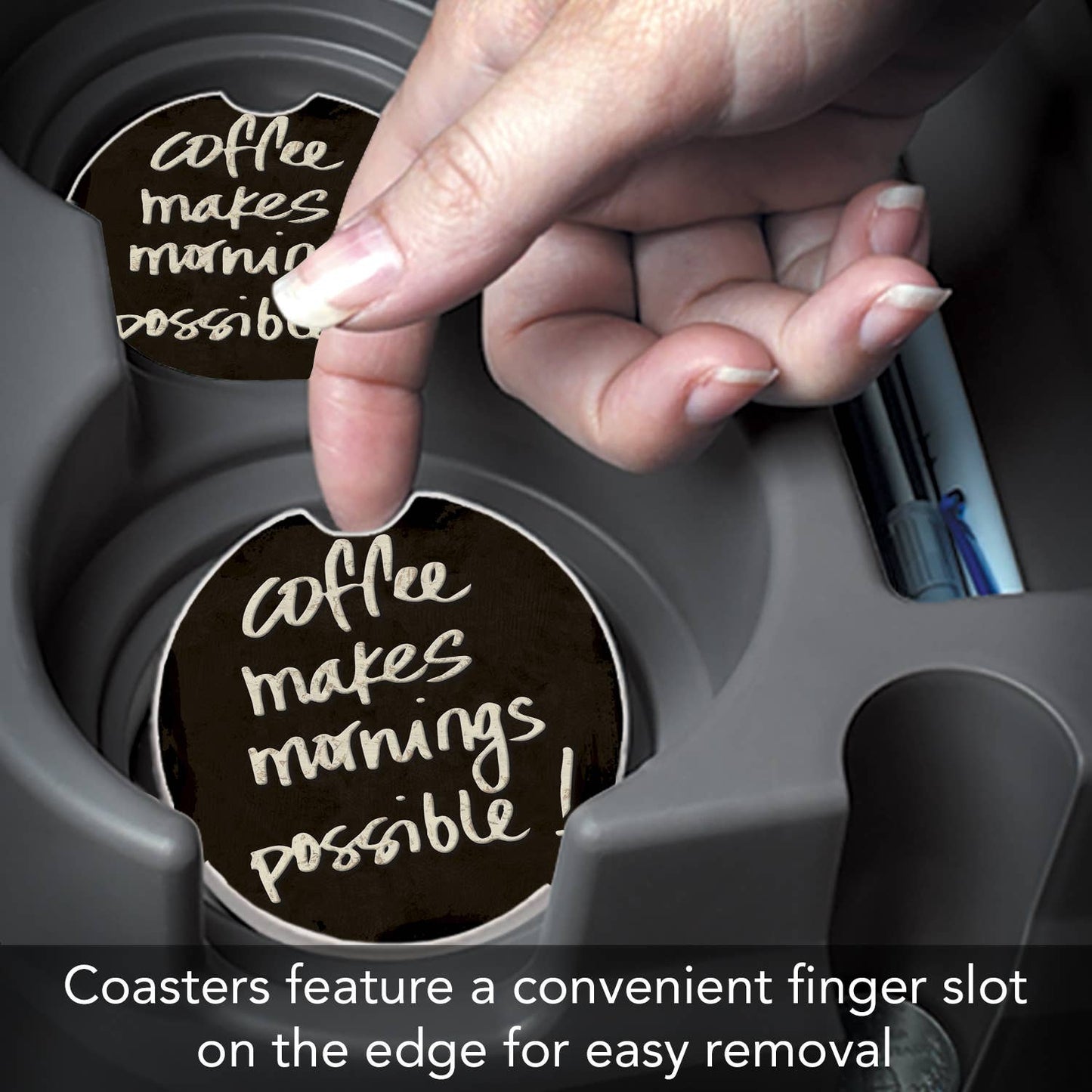 Coffee Makes Mornings Absorbent Stone Car Coaster 1 Pk