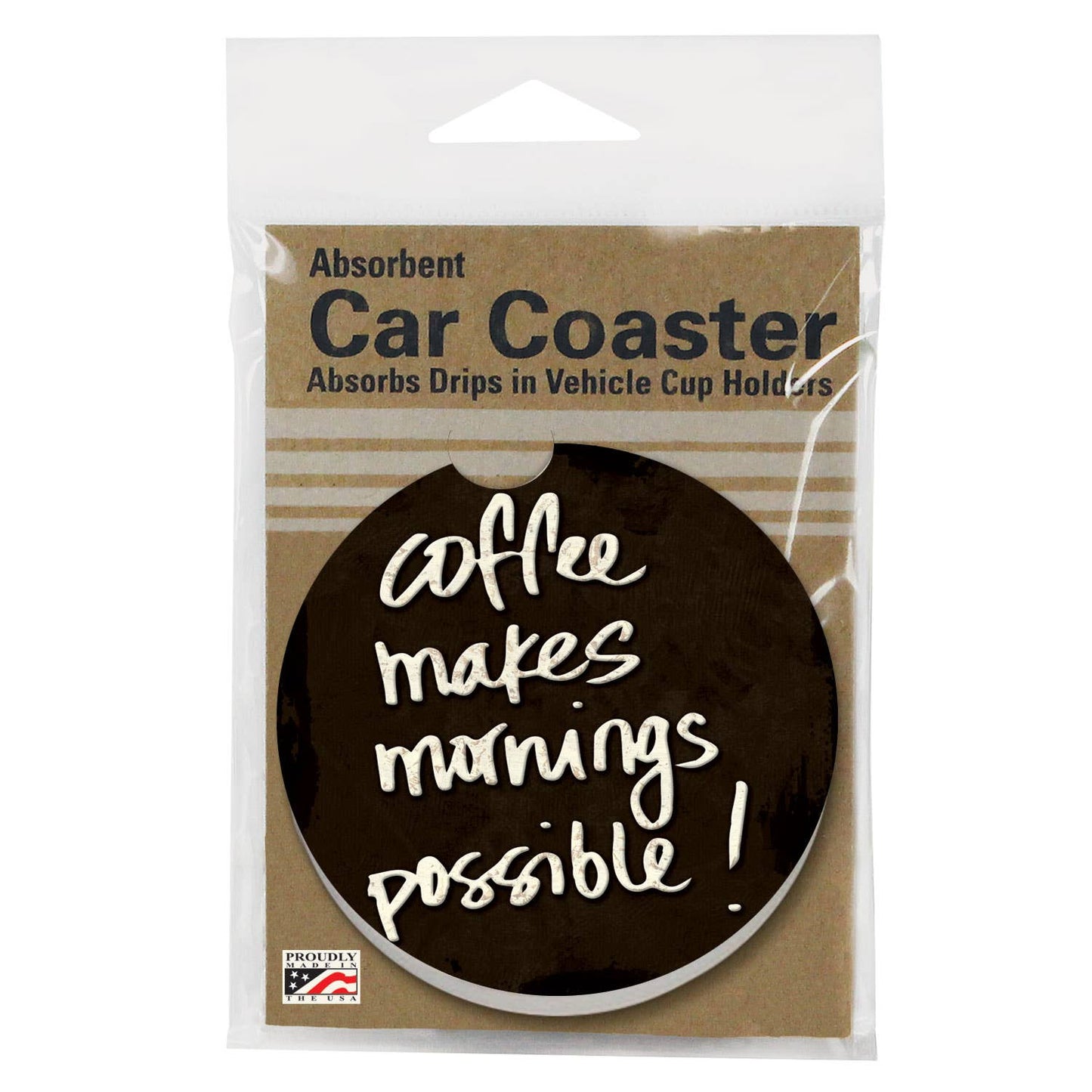 Coffee Makes Mornings Absorbent Stone Car Coaster 1 Pk