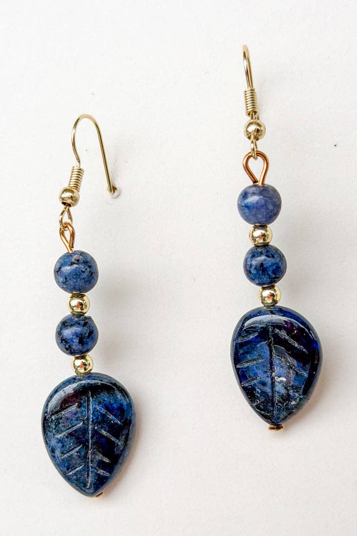 Blue Leaf Earrings