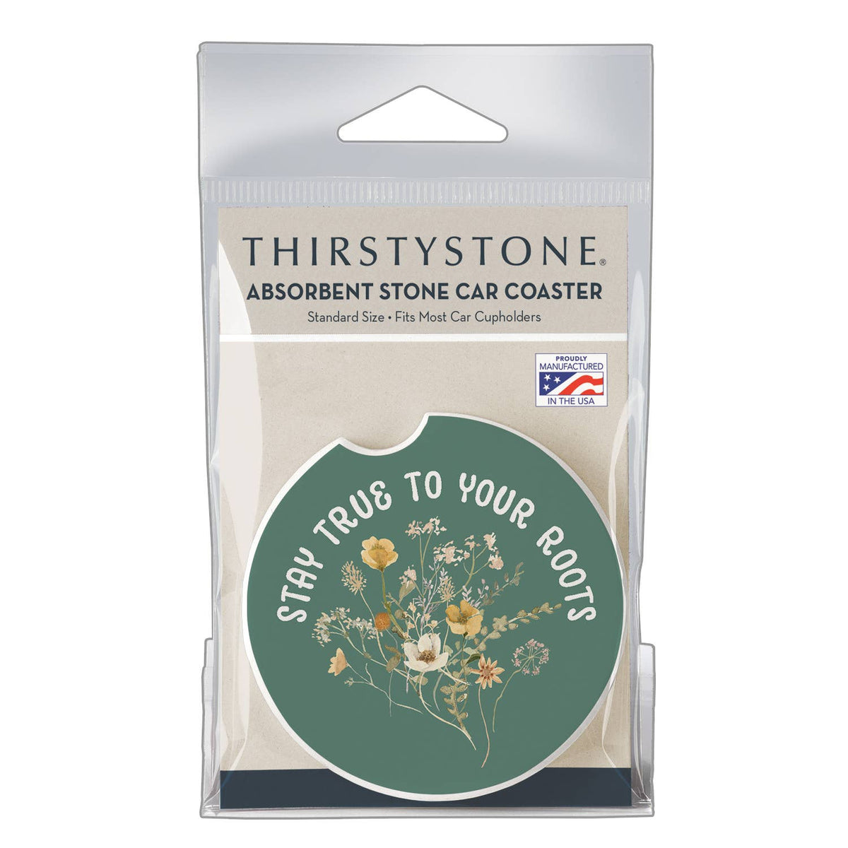 "Roots" Absorbent Stone Car Coaster 1pk
