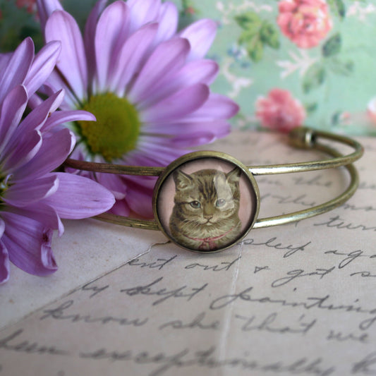 Best Friends Victorian Tabby Cat Cuff Bracelet