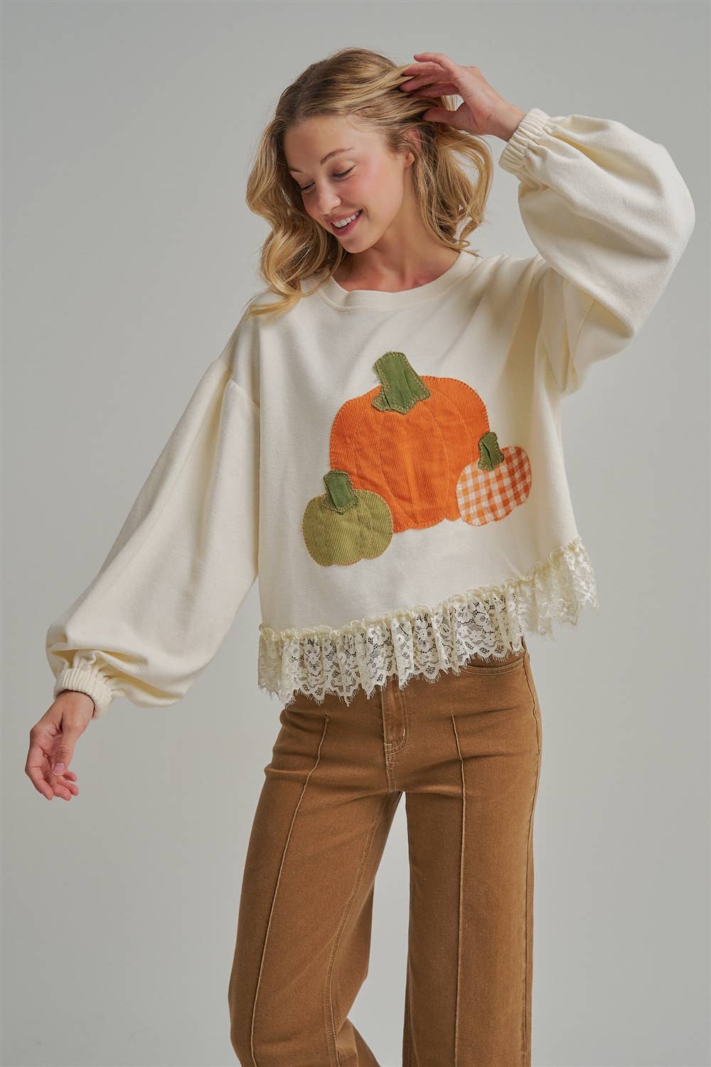 PUMPKIN APPLIQUE FALL THANKSGIVING TOP