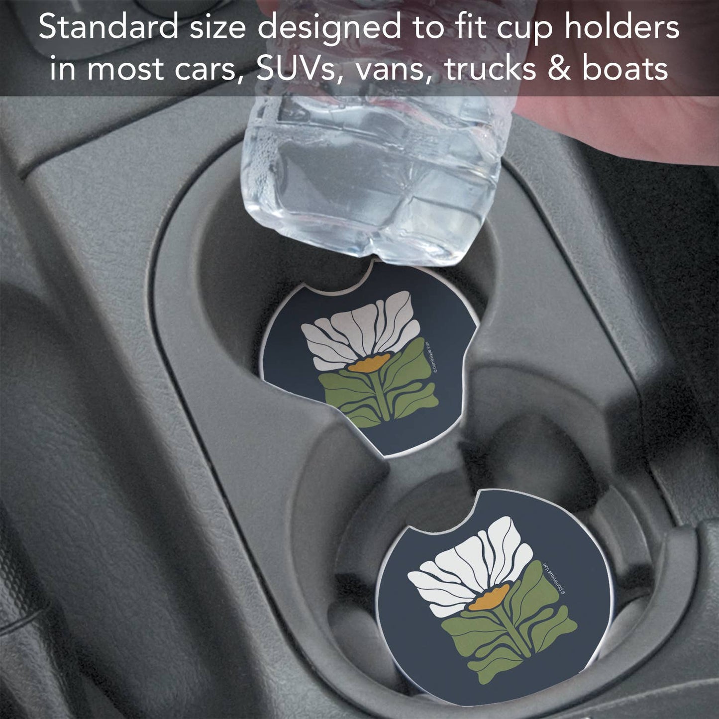 "Bohemian Floral" Absorbent Stone Car Coaster 1pk