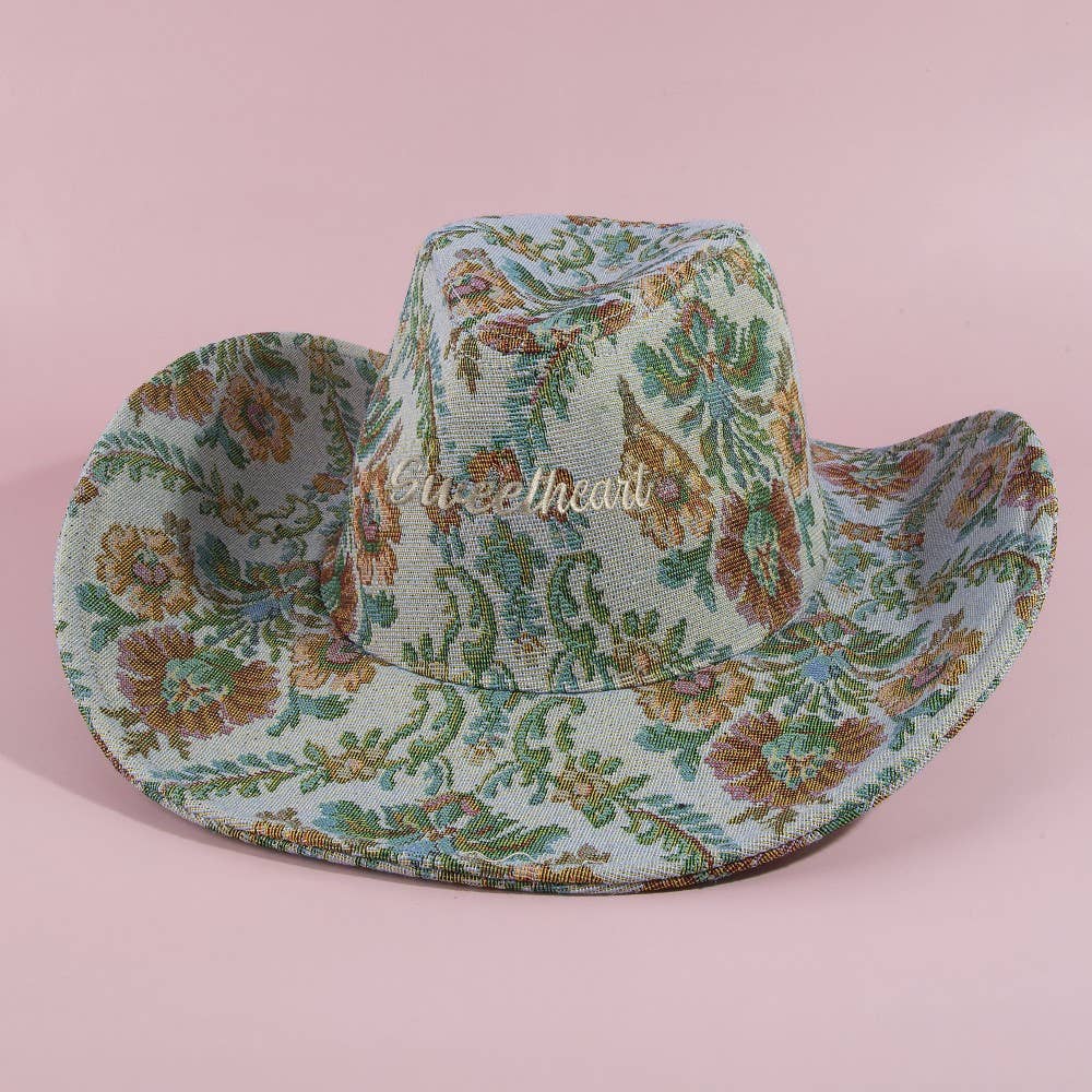 Sweetheart Script Floral Tapestry Cowboy Hat: 4MULTI