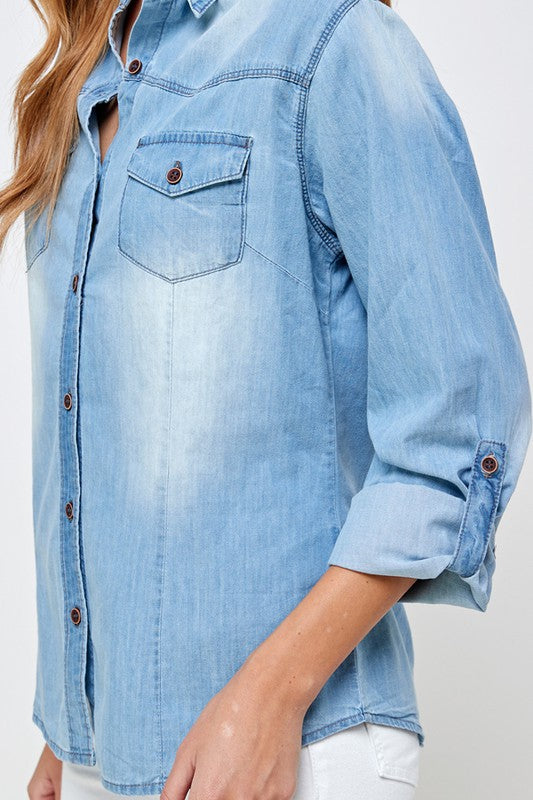 Denim button up