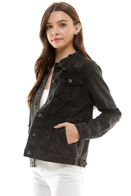 lightly distressed denim jacket