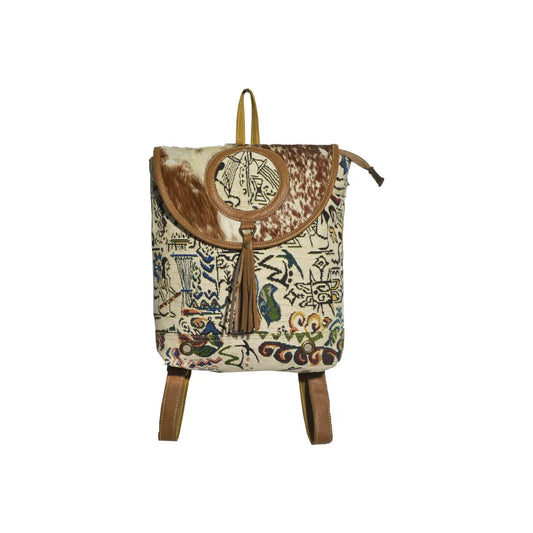 Hippie cowhide Round Backpack