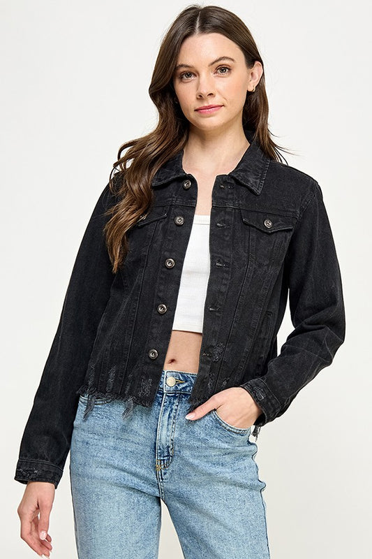 Frayed denim jacket
