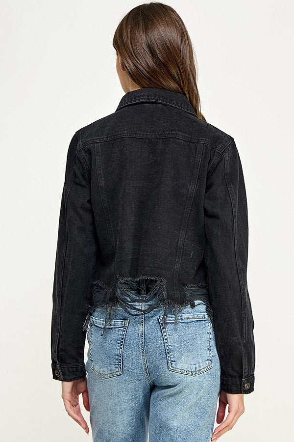 Frayed denim jacket
