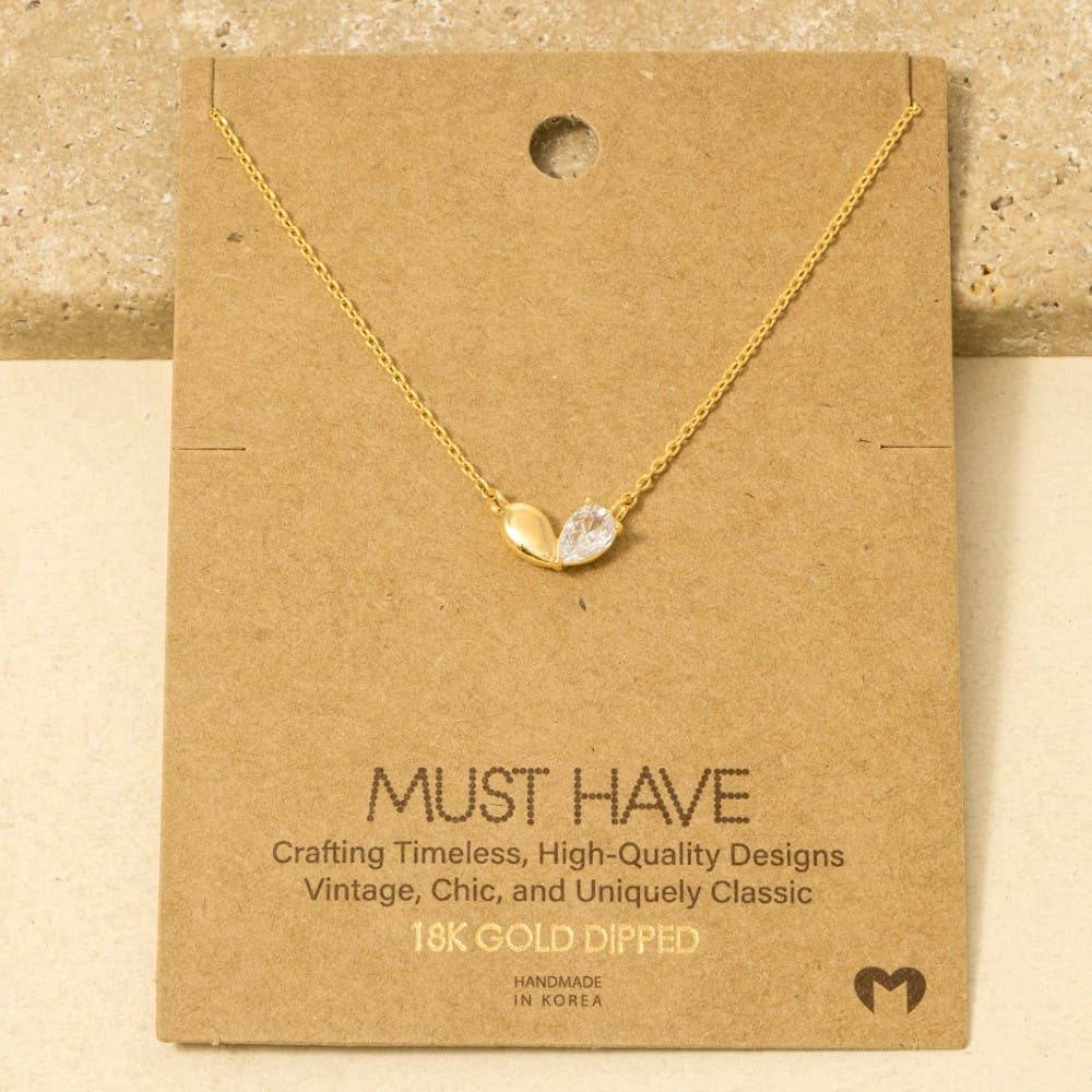 Gold Dipped Cz Heart Shape Pendant Necklace: G
