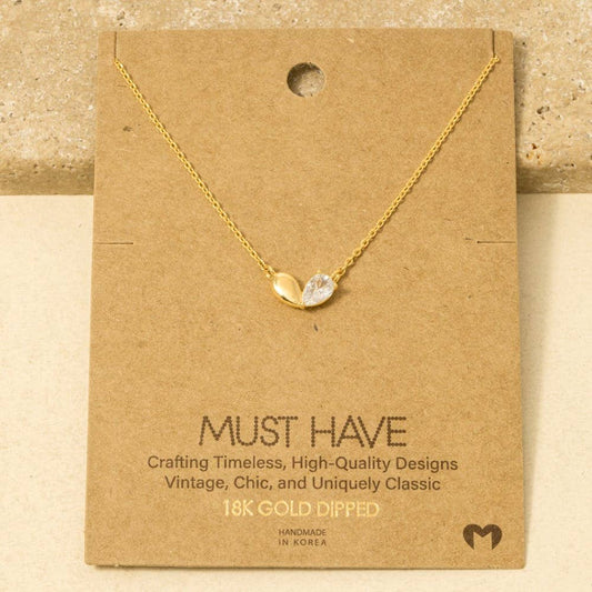Gold Dipped Cz Heart Shape Pendant Necklace: G
