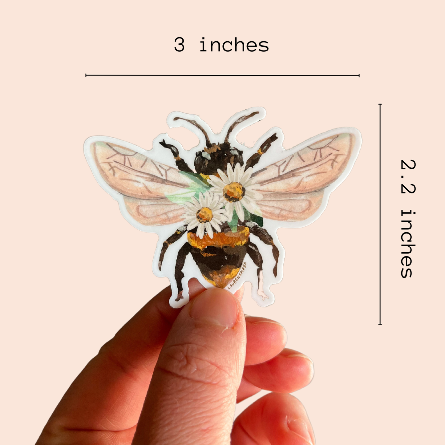 Daisy Bee Vinyl Stickers, Bee with flowers, garden sticker