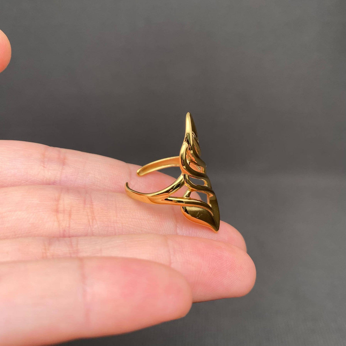Hollow Geometric 18K Gold Plated Stainless Steel Ring - FGS