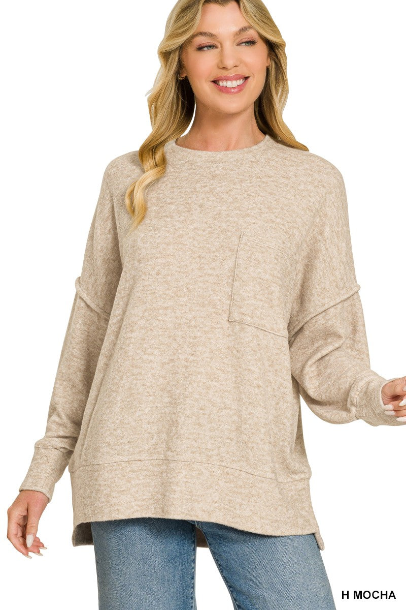 Brushed Melange Drop Shoulder Oversized Sweater