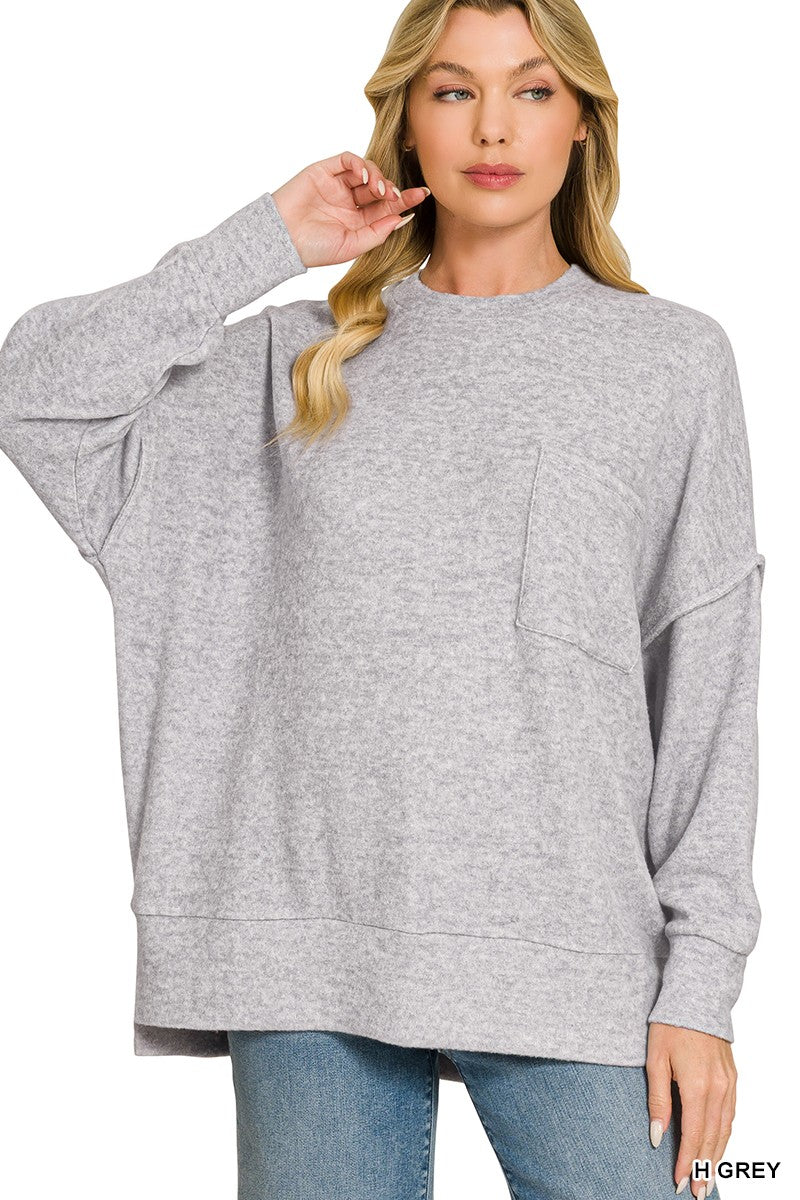Brushed Melange Drop Shoulder Oversized Sweater