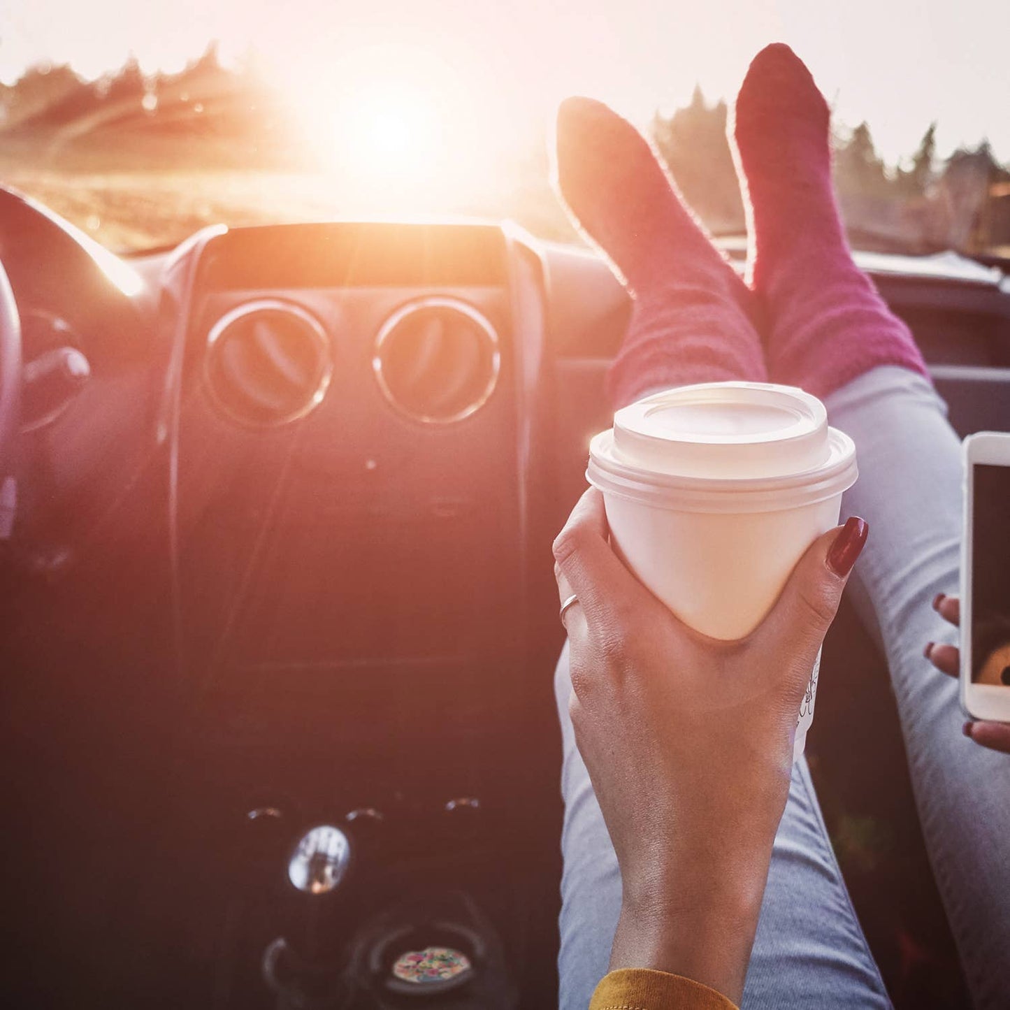 "Morning Joy" Absorbent Stone Car Coaster