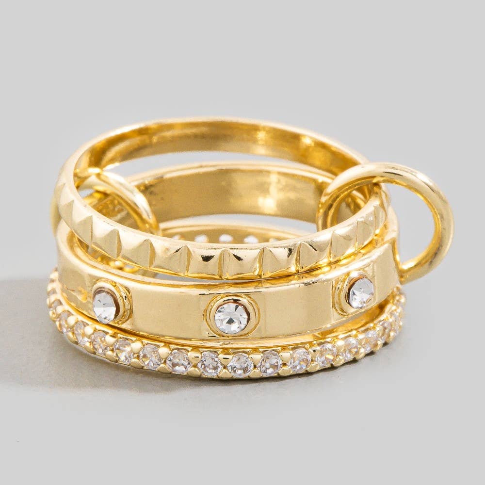 Mixed Linked Dainty Band Rings Set: GDCRY