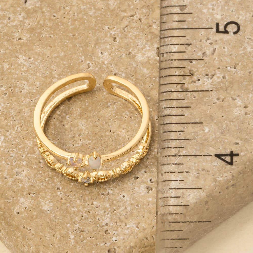 Gold Dipped Double Row Cz Ring: G
