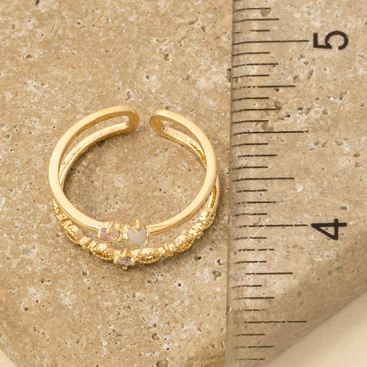 Gold Dipped Double Row Cz Ring: G