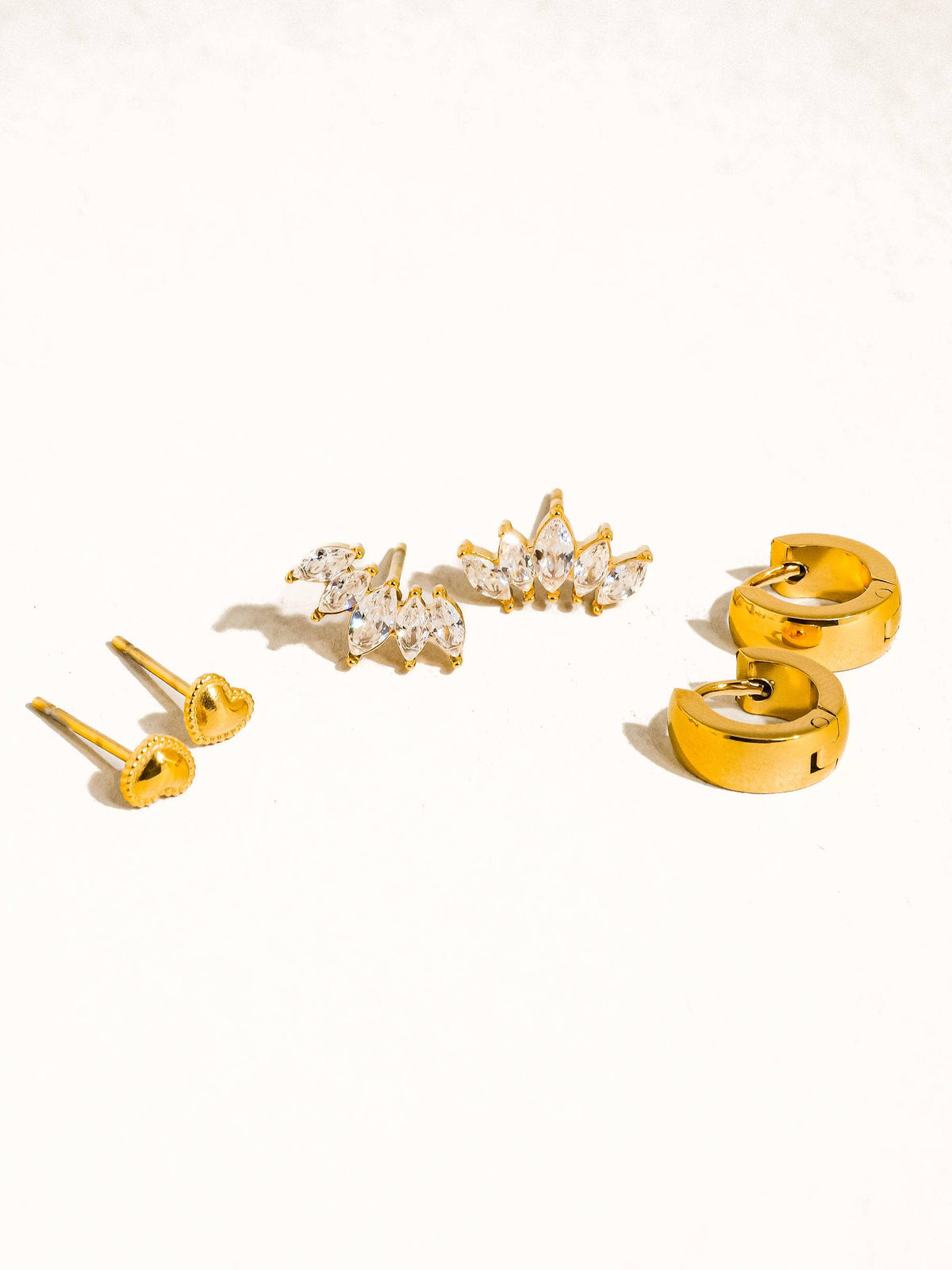 Anouk 18K Gold Non-Tarnish Hearts, Hoops &CZ Earring: Yellow Gold