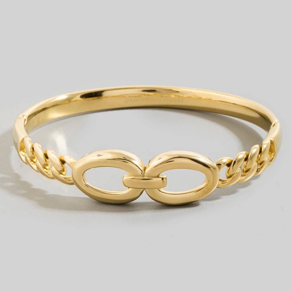 Stainless Steel Solid Curb Chain Hinge Bangle Bracelet: G