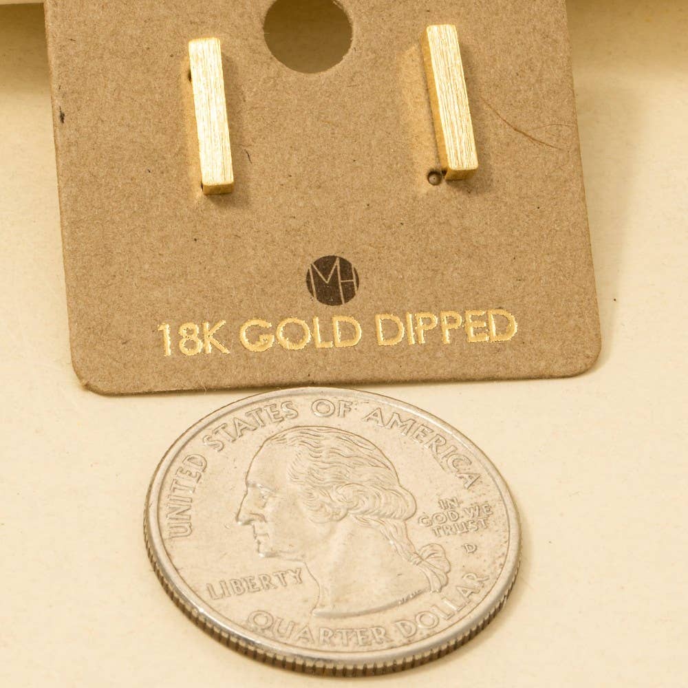 Gold Dipped Dainty Mini Bar Stud Earrings: G