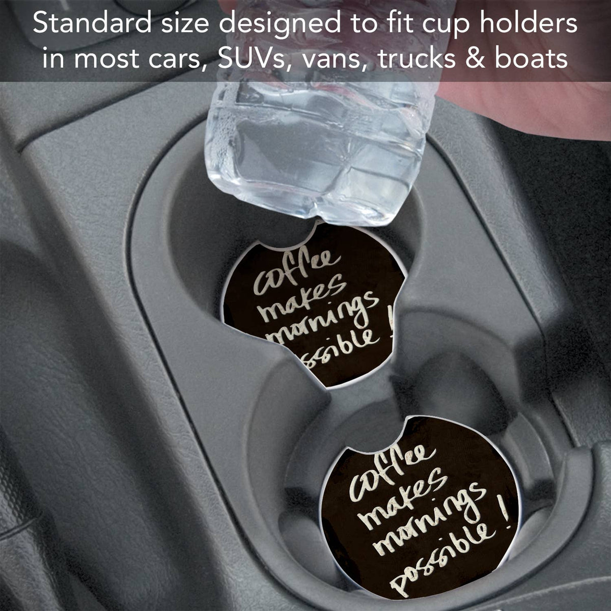 Coffee Makes Mornings Absorbent Stone Car Coaster 1 Pk