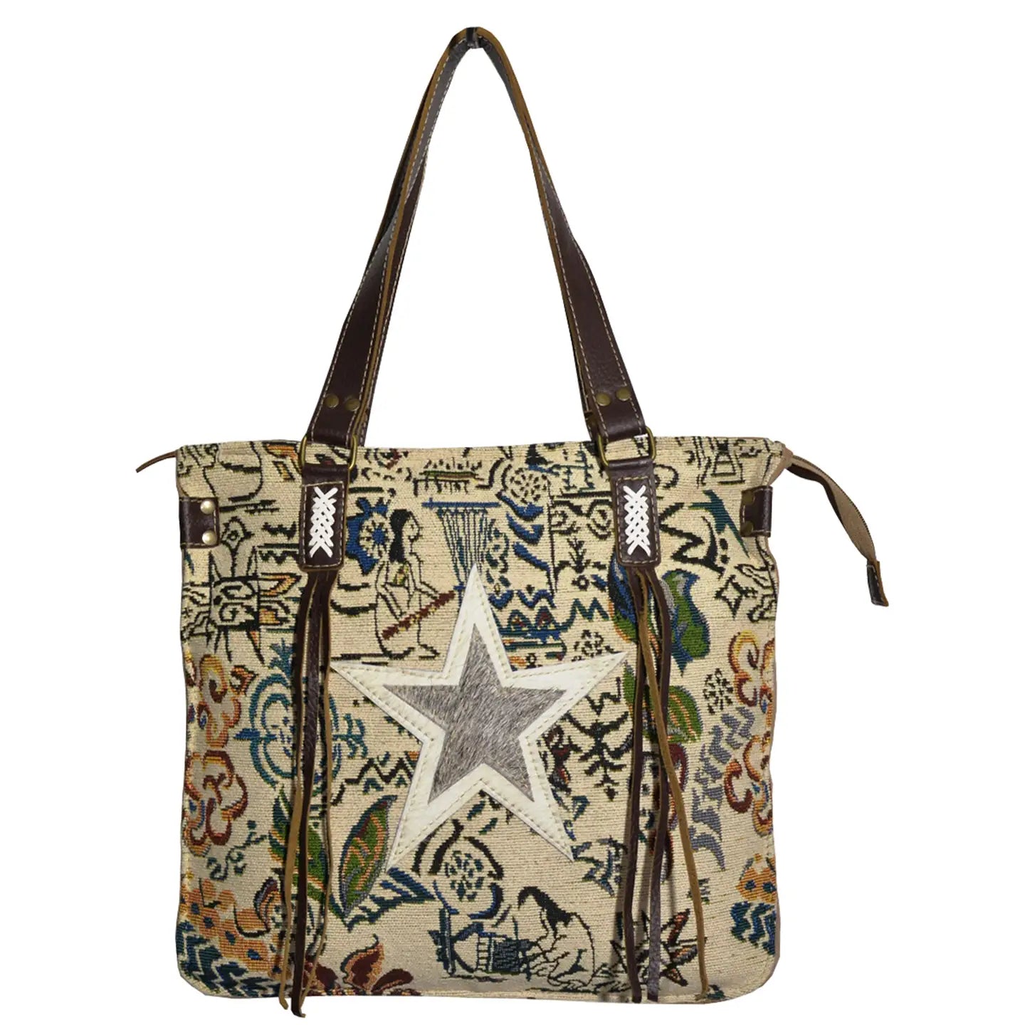 Hippie Tapestry Women's Star Tote Tassel Bag
