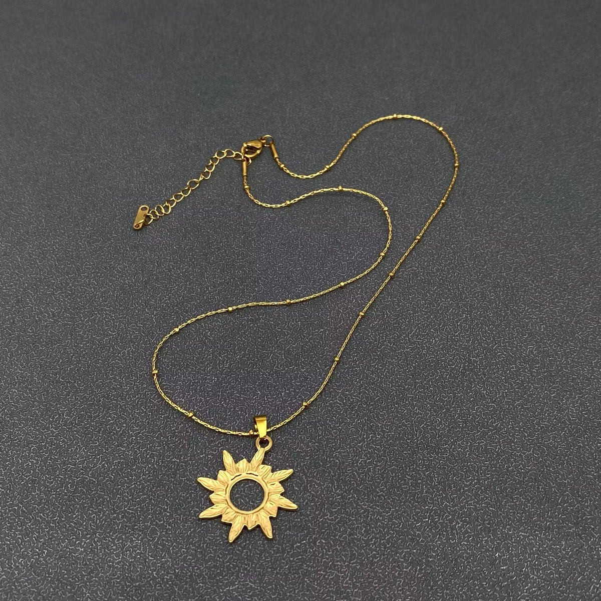 18K Gold Plated S.Steel Hollow Sun Charm Necklace - FGS/MS