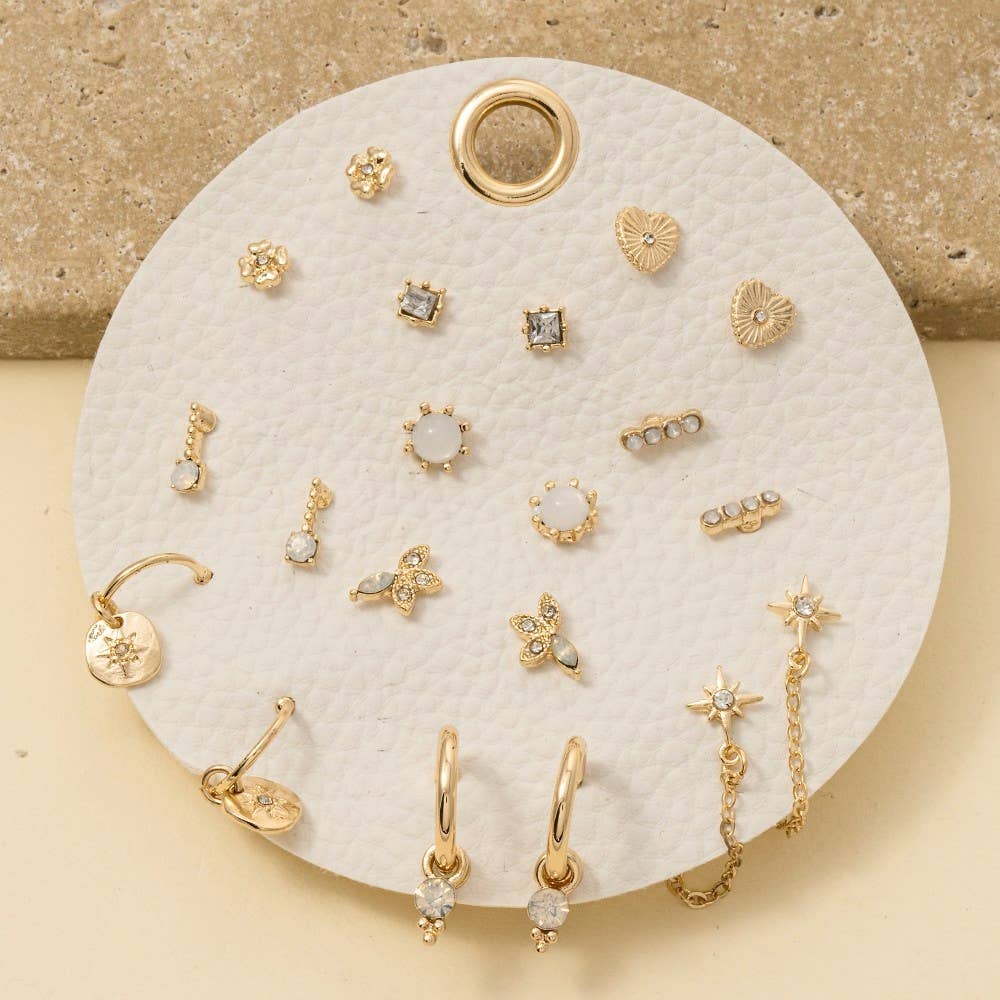 Ten Pair Assorted Mini Earrings Set: GDWOP
